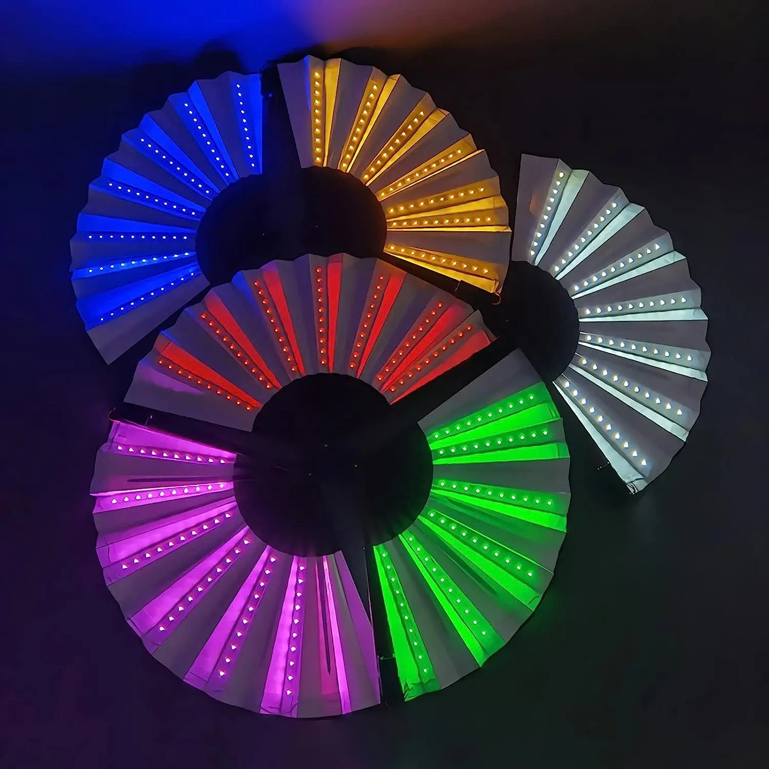 توهج للطي LED مروحة الهذيان مروحة مع LED متوهجة الملونة الصينية باليد للطي مروحة تضيء مروحة اليد توهج في الظلام الطرف