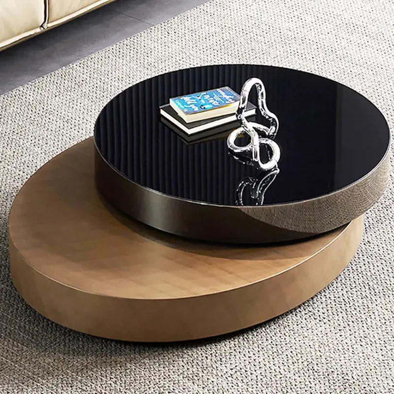 

Italian light luxury minimalist rotating coffee table modern simple glass new household small apartment living room table