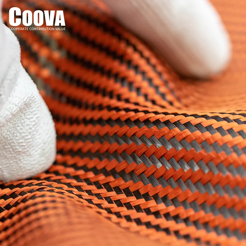 Carbon Fiber Cloth 3K Orange Kevlar & Carbon Fiber Fabric Twill Weave  Carbono Kevlar Jacquard Lotes Use For DIY  Decoration