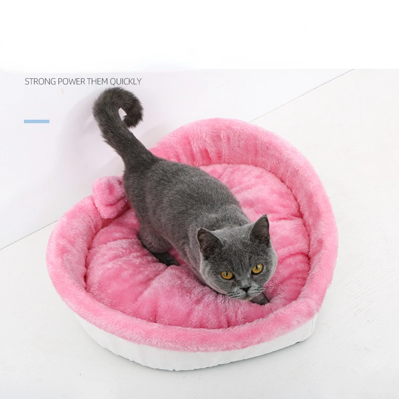 Heart-Shaped Dog Bed Kennel Cats Nest Super Soft Cotton Velvet Winter Warm Pet Cats Nest Dog Bed Pet Sleeping  Large Supplies