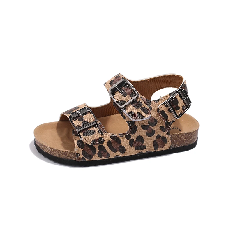 Sandalias de moda para niños y niñas, zapatos de estilo leopardo, suaves, con los dedos abiertos, para la playa, Unisex, 2024