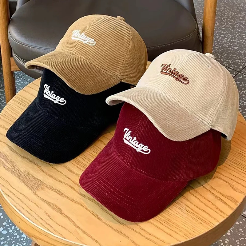 Vintage Cord Baseball Cap für Männer und Frauen Frühling Herbst Neue Brief Stickerei Outdoor Snapback Hut lässig Hip Hop Gorras – Detail 1