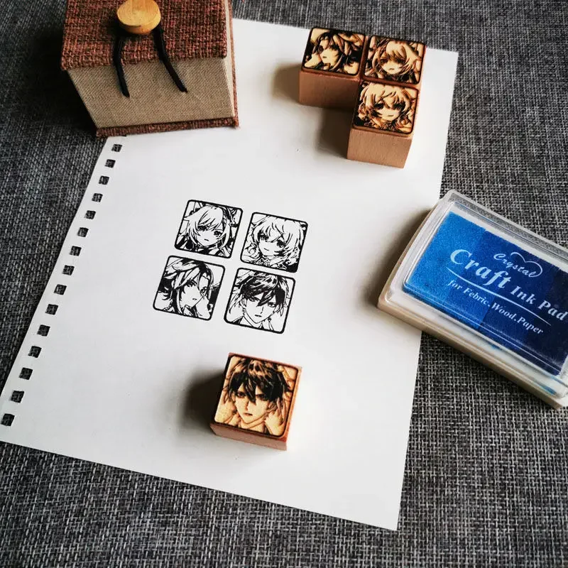 Game Impact Zhongli Xiao Keqing Avatar Decor Stamp Wooden Rubber Stamps for Birthday Scrapbooking Stationery DIY Craft Stamp