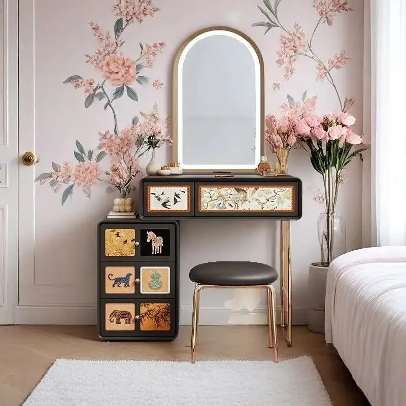 new Chinese French style solid wood handmade environmentally friendly five-drawer bedside table dresser modern simple