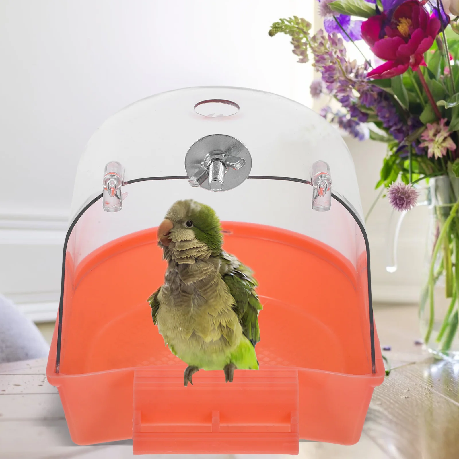 

Bird Bath for Cage Compact Bird Bathtub Hanging Parrot Bath Box Smooth Edges No Burrs Safe Material Birds Bathing Box