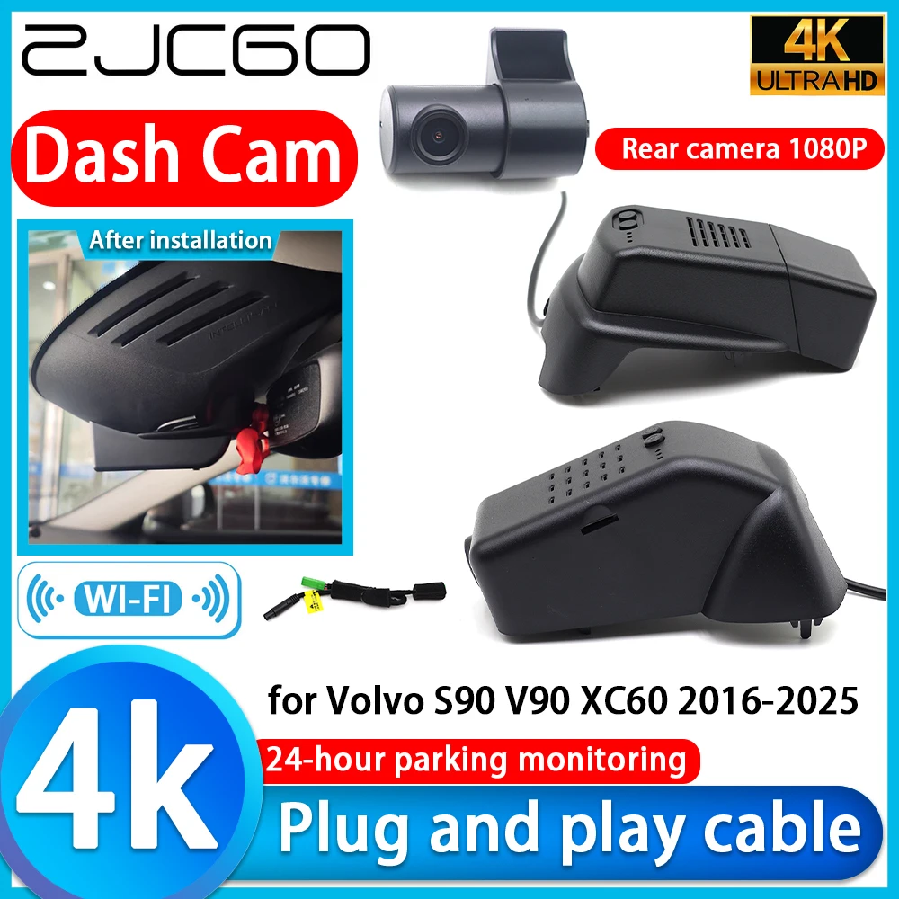 

ZJCGO for Volvo S90 V90 XC60 2016-2025 4K UHD DVR Dash Cam Camera Sony Lens 24 Hour Parking Monitoring Video Recorder Recording
