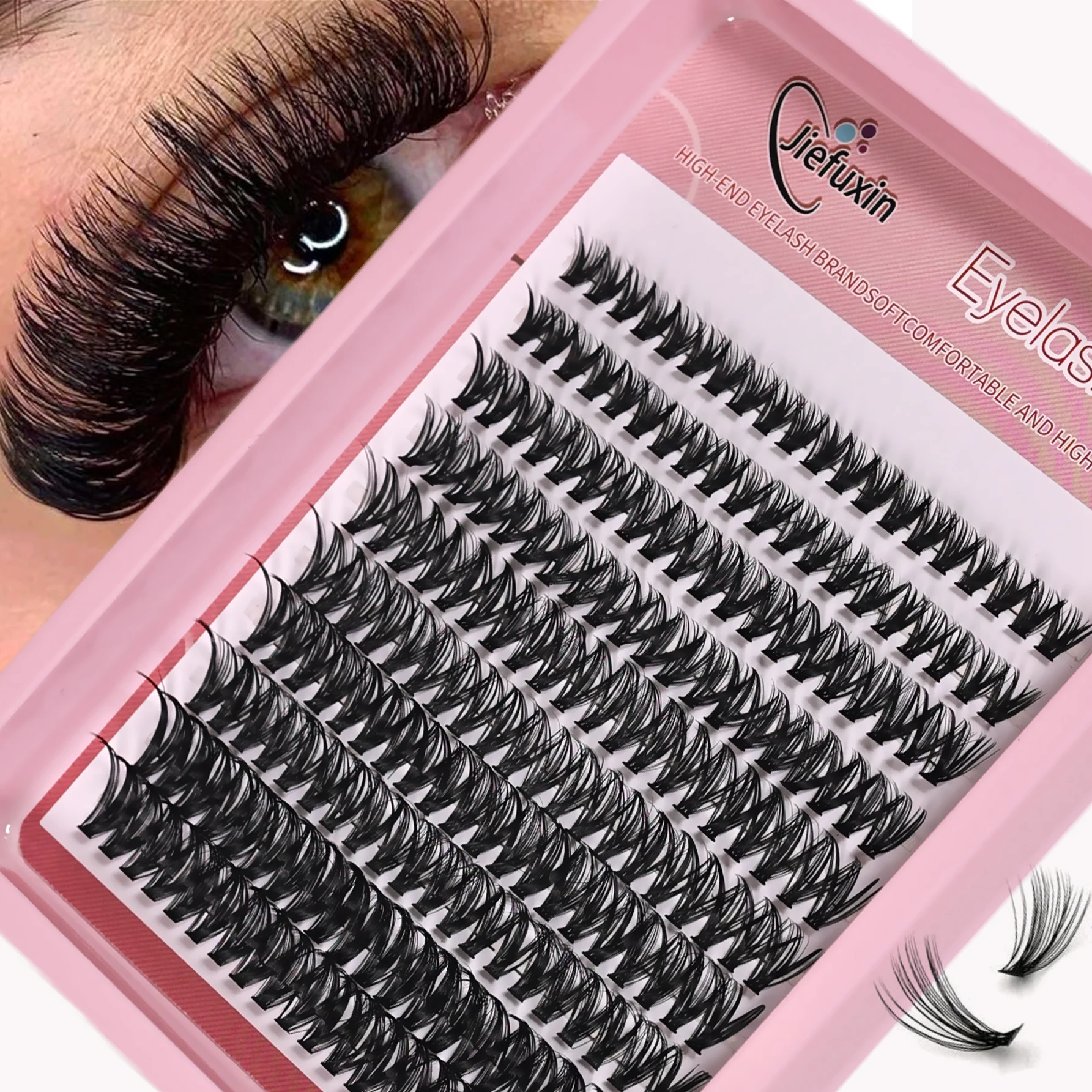 Einzelne Wimpern, 8–16 mm, 200 Stück, Cluster-Wimpern, natürlicher Look, gemischtes Tablett, DIY-Wimpernverlängerung, Volumen, Wimperncluster, Wimpern