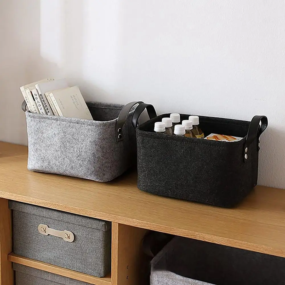 Felt Laundry Basket Foldable Large Capacity Room-to-room Transport Bin With Handles Deepened Sundries/snack Storage Container