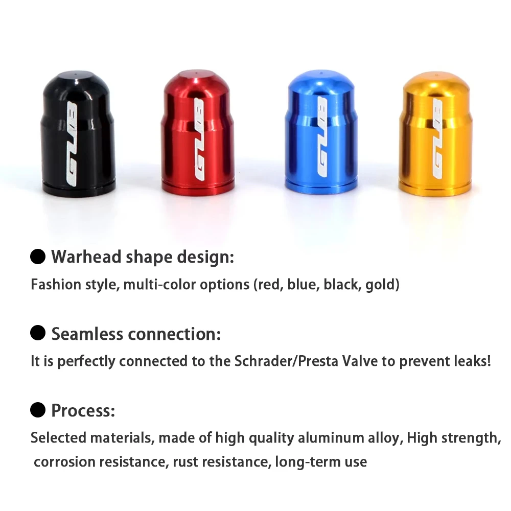 GUB 50pcs Bike Presta Tire Valve Cap CNC Aluminum Alloy Bicycle Schrader Dust Proof Cover Road Bike