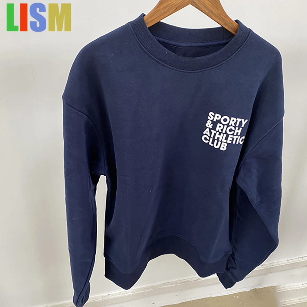 

LISM women's winter clothes y2k hoodies sweatshirt 2025 Letter Graphic Print Round Neck Long Sleeve Women's Sweatshirt