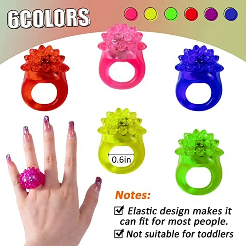 35 Piece LED Light Up Ring Bumpy Rings Random Color Plastic Birthday Rewards Eggs Filler Glow Party Supplies