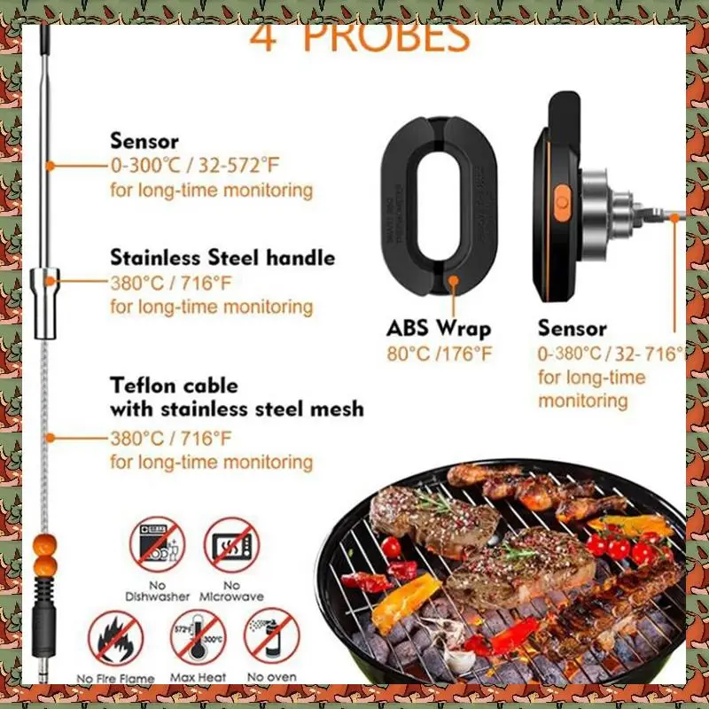 

Wireless Digital Bluetooth Smart Barbecue/ Oven Grill Meat Thermometer For Meat Food Barbecue Charcoal Grill And Oven