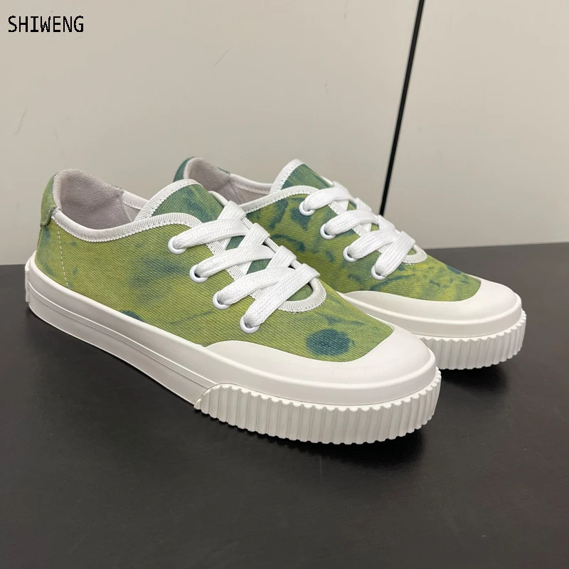 

Women Pattern Canvas Sneakers Women Casual Shoes 2024 Women Sneakers Shoes Flat Lace-Up Zapatillas Mujer Chaussure Femme