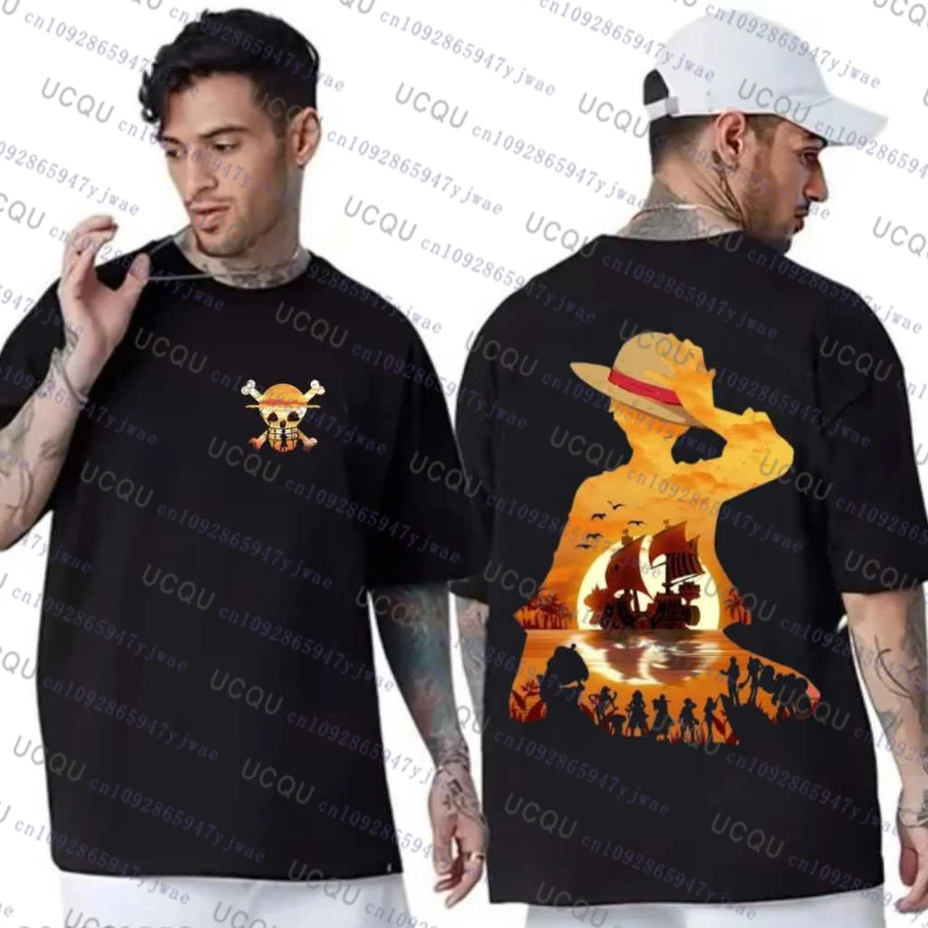 2026 حار اليابانية قطعة واحدة القطن لوفي التي شيرت الرجال تنفس القطن التي شيرت الصيف النساء الرجال المعتاد الرجال الملابس تأثيري التي شيرت