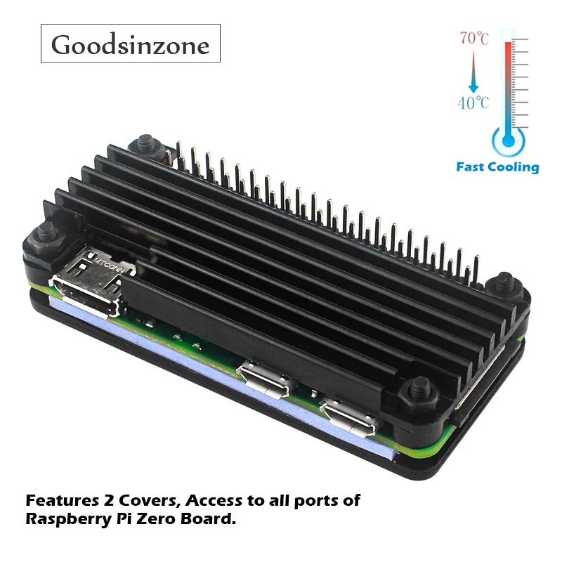 

Raspberry Pi Zero Aluminum Passive Cooling Case with Pin Header，Heatsink for Pi Zero 2 Pi0 ，Zero 2 w Heatsink Case Kit