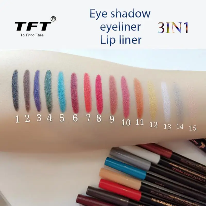 15Colors TFT New Lipstick Pencil Waterproof Non-smudge Lip Liner Contour Makeup Lipstick Tool Matte Professional Maquiagem TSLM1