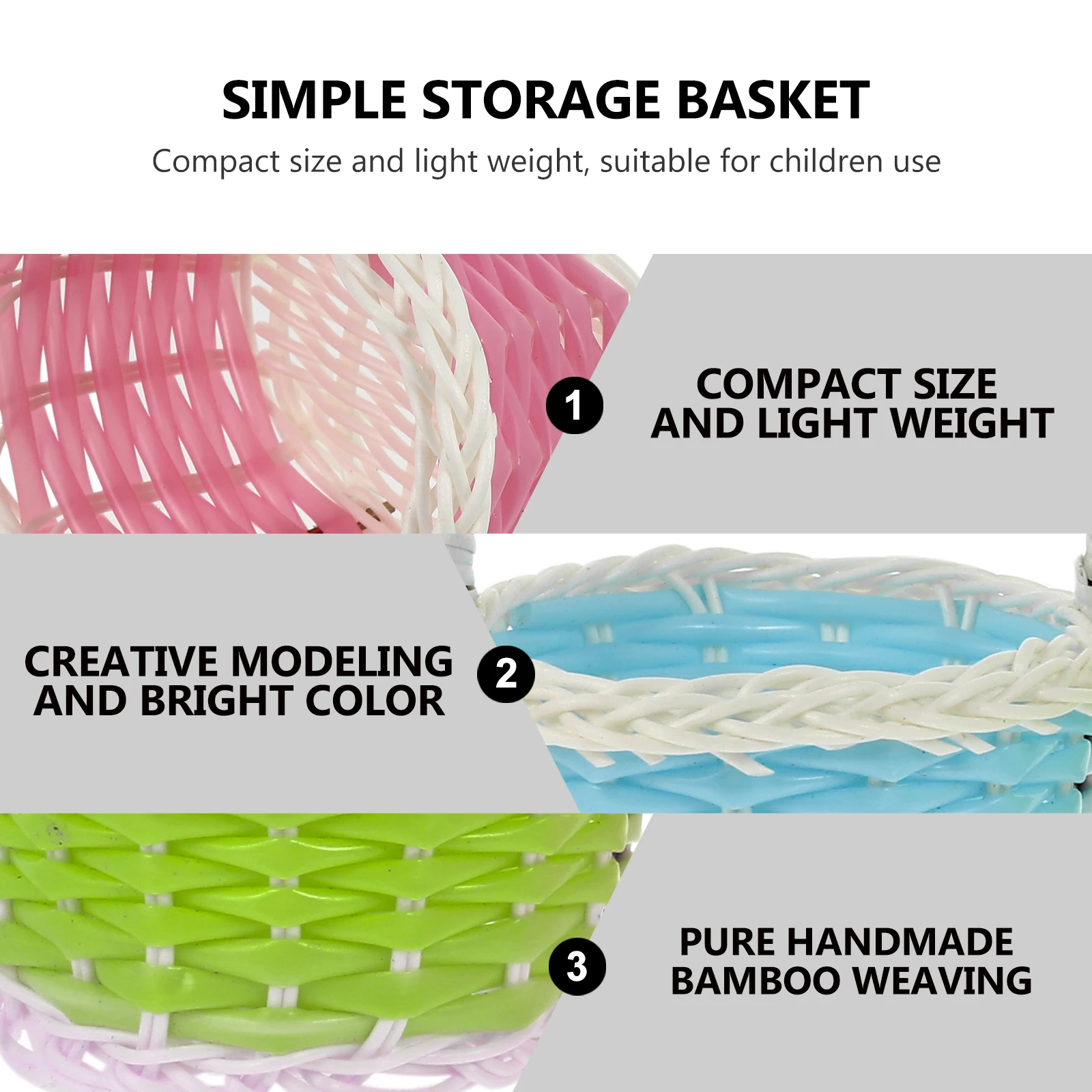 

6pcs Children held Basket Children H held Basket Simple Storage Home Decorative Woven Retro Plastic Rattan Reusable