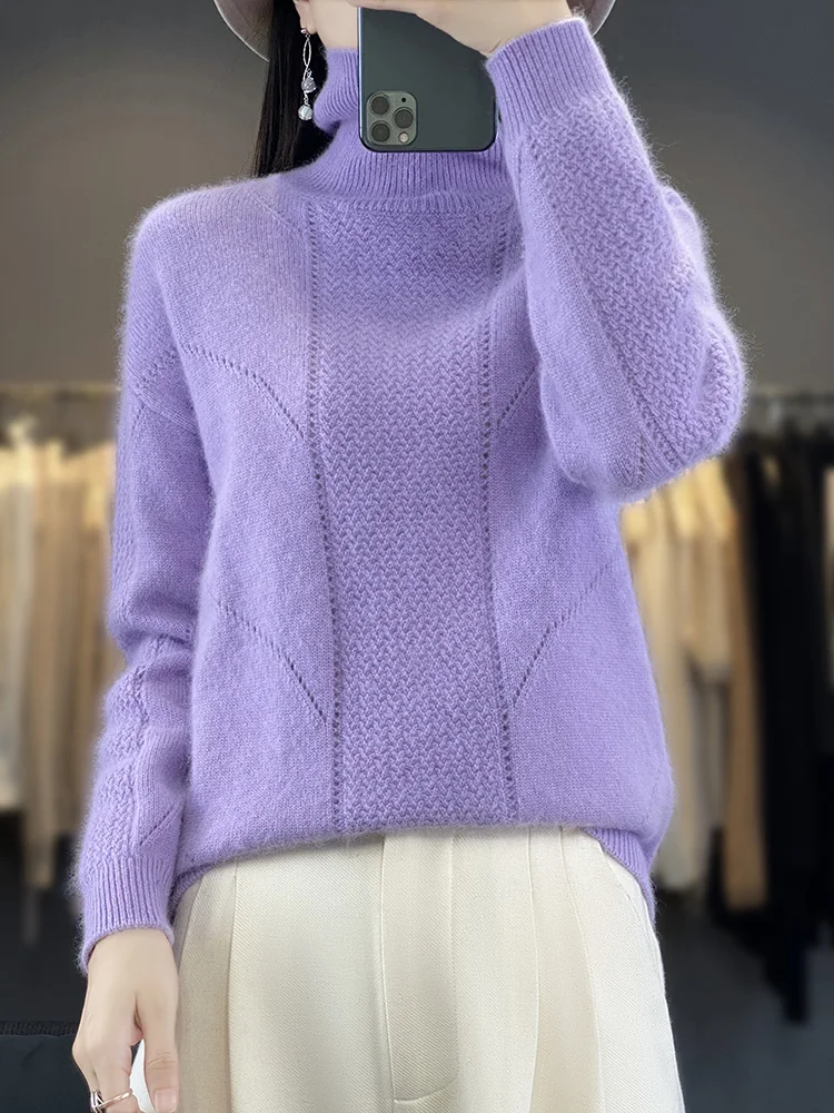 

Autumn Winter Women Thickened Pullovers High Quality 100% Mink Cashmere Sweater Solid Warm Cashmere Knitwear Korean Fashion Tops