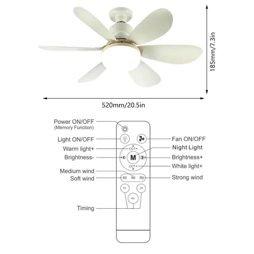 Imagem -03 - Ventilador de Teto Led com Controle Remoto Adequado para Sala de Estar Decoração 40w E27