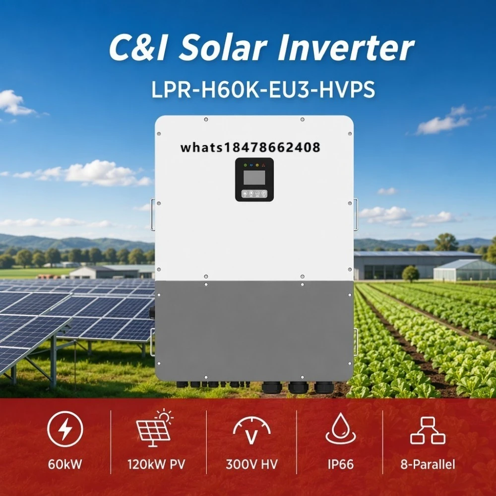 60kW Industrial Hybrid Inverter HV Battery System Grid Support 120kW Solar Input 4 IP66 Outdoor Commercial Grade