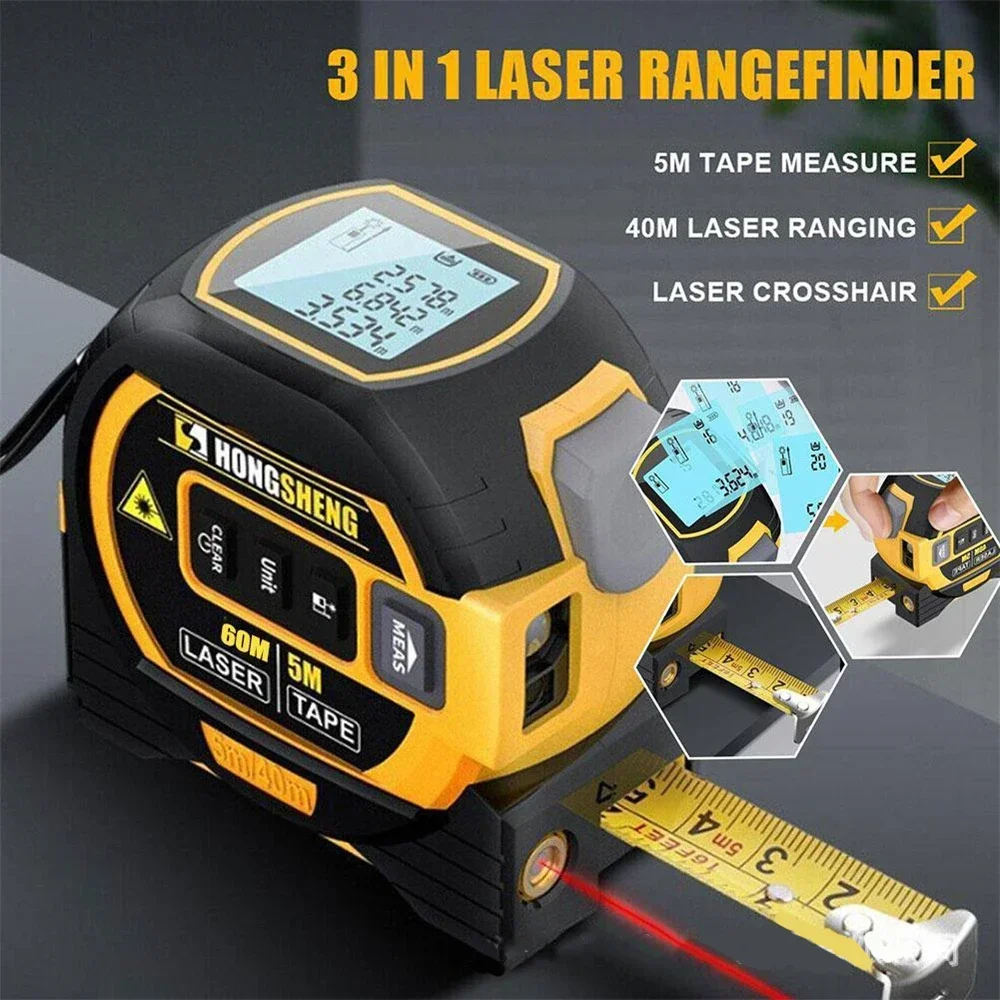 【clearance】3-in-1 Laser Distance Meter 60m Infrared High-precision Electronic Ruler Construction Distance Measuring Instrument