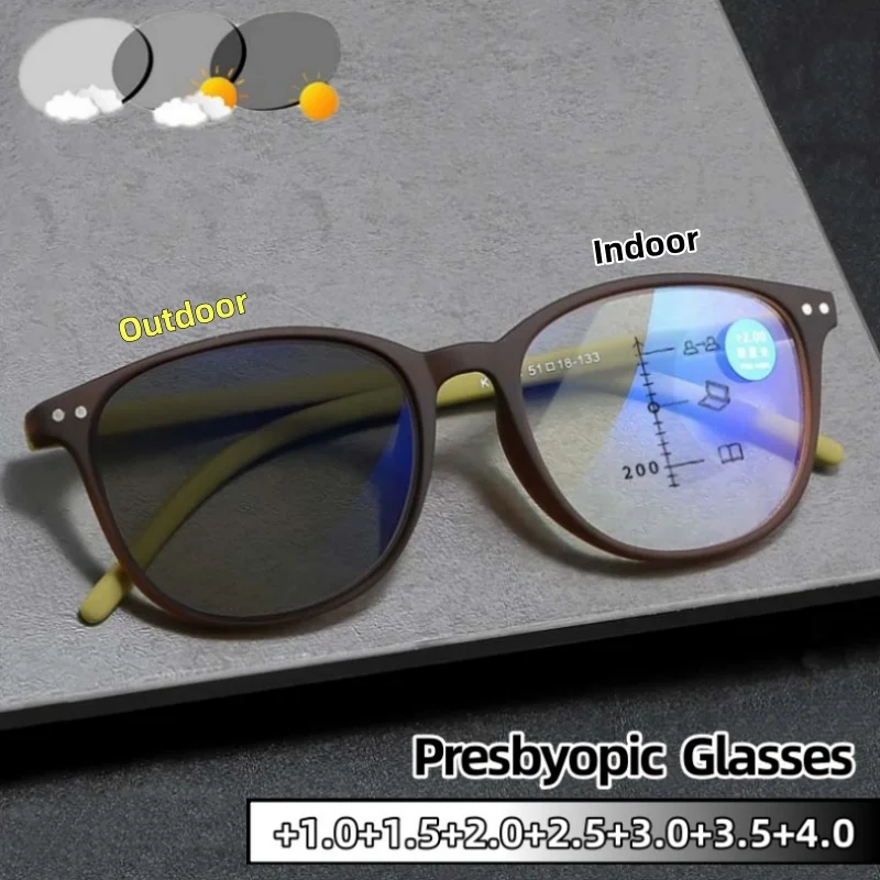 

New Photochromic Multifocal Presbyopia Glasses Anti Blue Light Eye Protection Unisex Far Near Dual Purpose Reading Eyeglasses