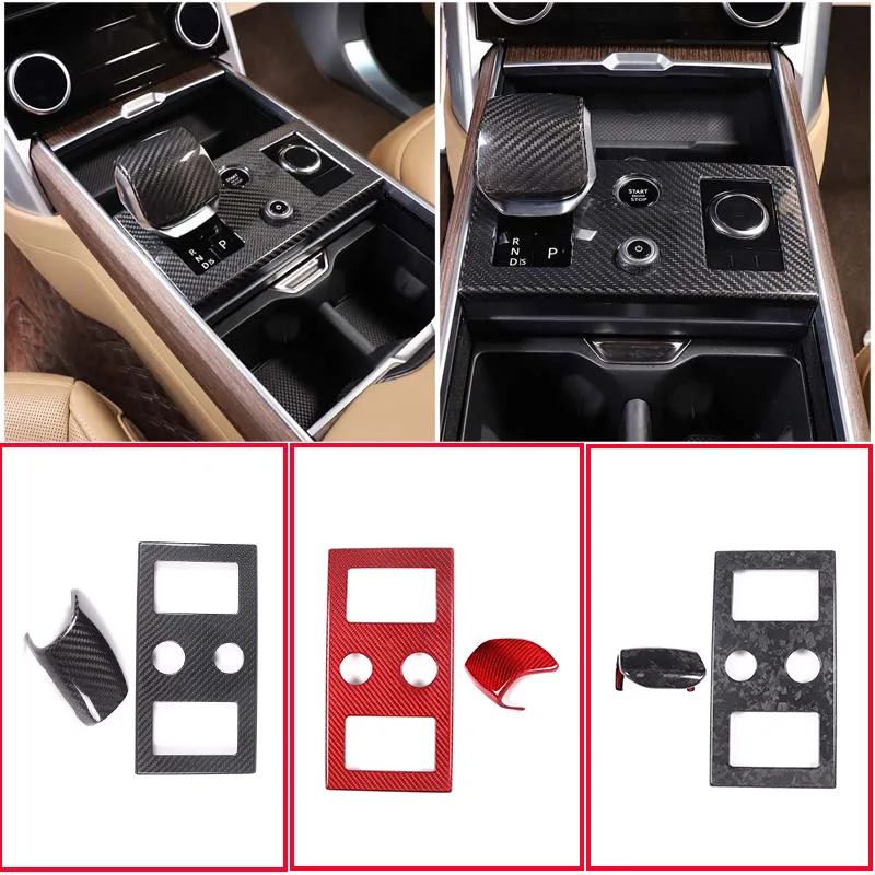 

For 2023-2024 Land Rover Range Rover Vogue Real Carbon Fiber Car Center Control Gear Panel Frame Cover Sticker Car Accessories