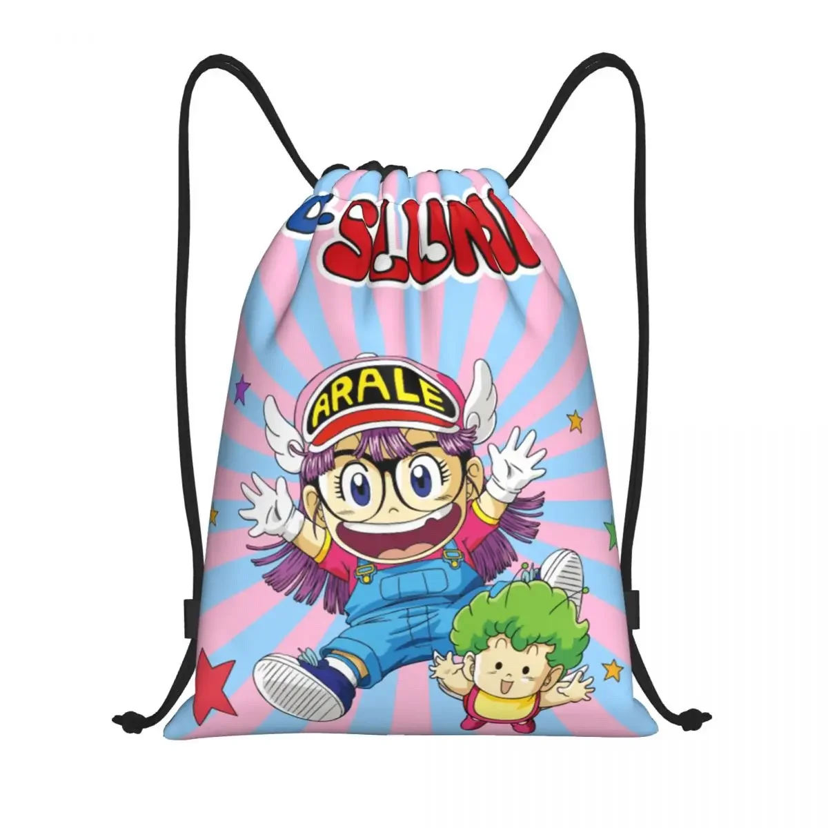 Custom Dr. Slump Anime Manga Drawstring Backpack, Sports Gym Bag para homens e mulheres, Arale Norimaki e Gatchan Training Sackpack