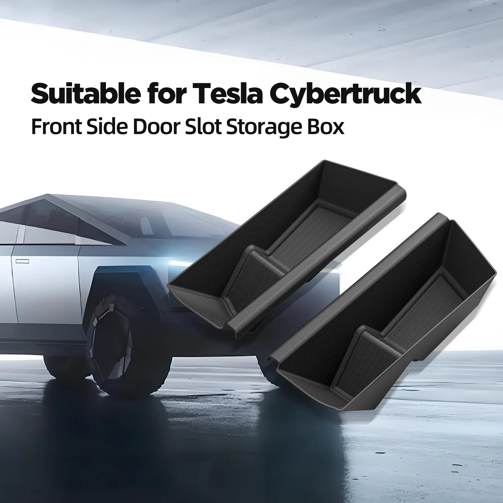 For Tesla Cybertruck 2024 Car Door Side Storage Box Car Accessories TPE Front Gate Slot Anti Dirty Storage Organizer Tray