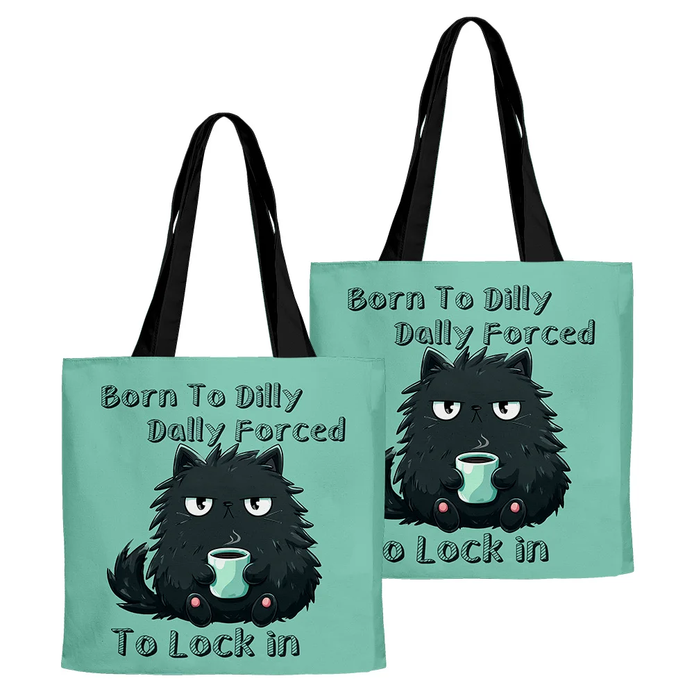 

Cute Cat Tote Bags funny quote unisex Fashion Shoulder Bag oxford Portable Handbags for Cat Lover Lightweight Shopping Bag