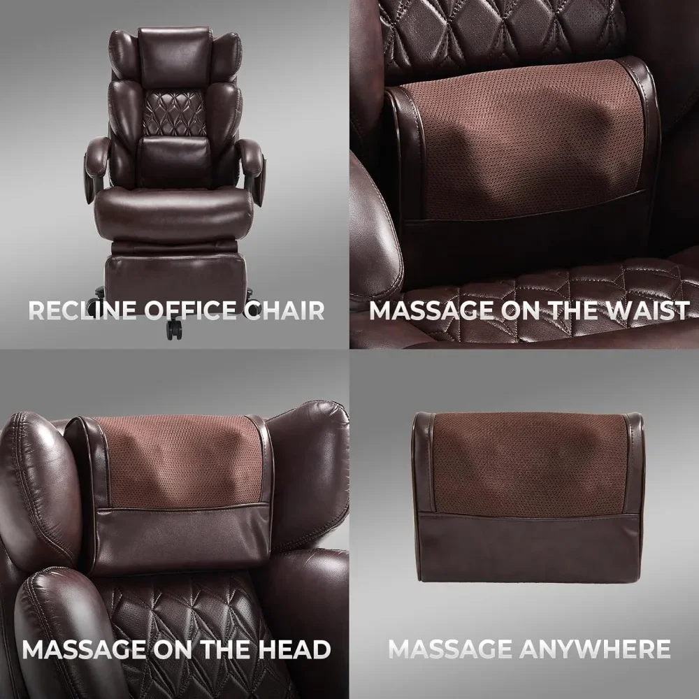 كرسي مكتب كبير وطويل سعة 600 رطل 3 في 1 مستلق مع مدلك مسند للقدمين وكرسي عمل مريح عالي التحمل #4