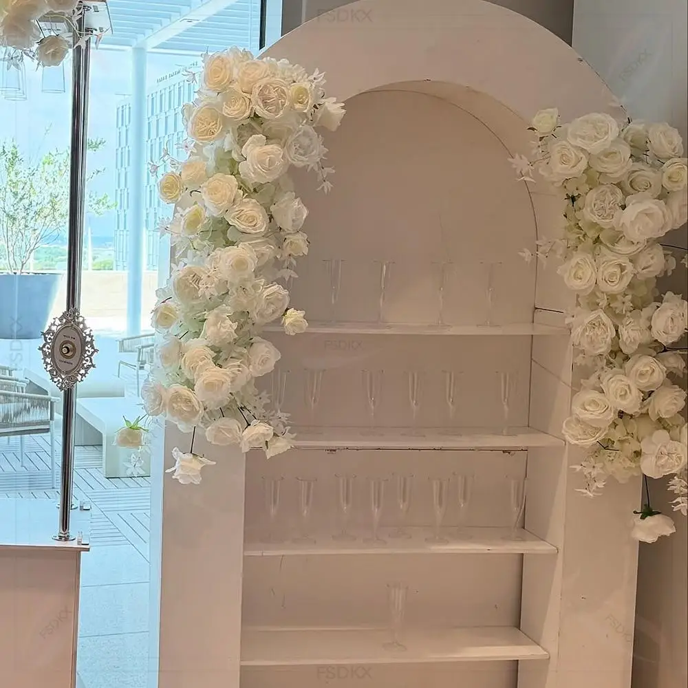 FSDKX nouveau Design personnalisé blanc Champagne mur affichage de mariage acrylique Prosecco mur à vendre