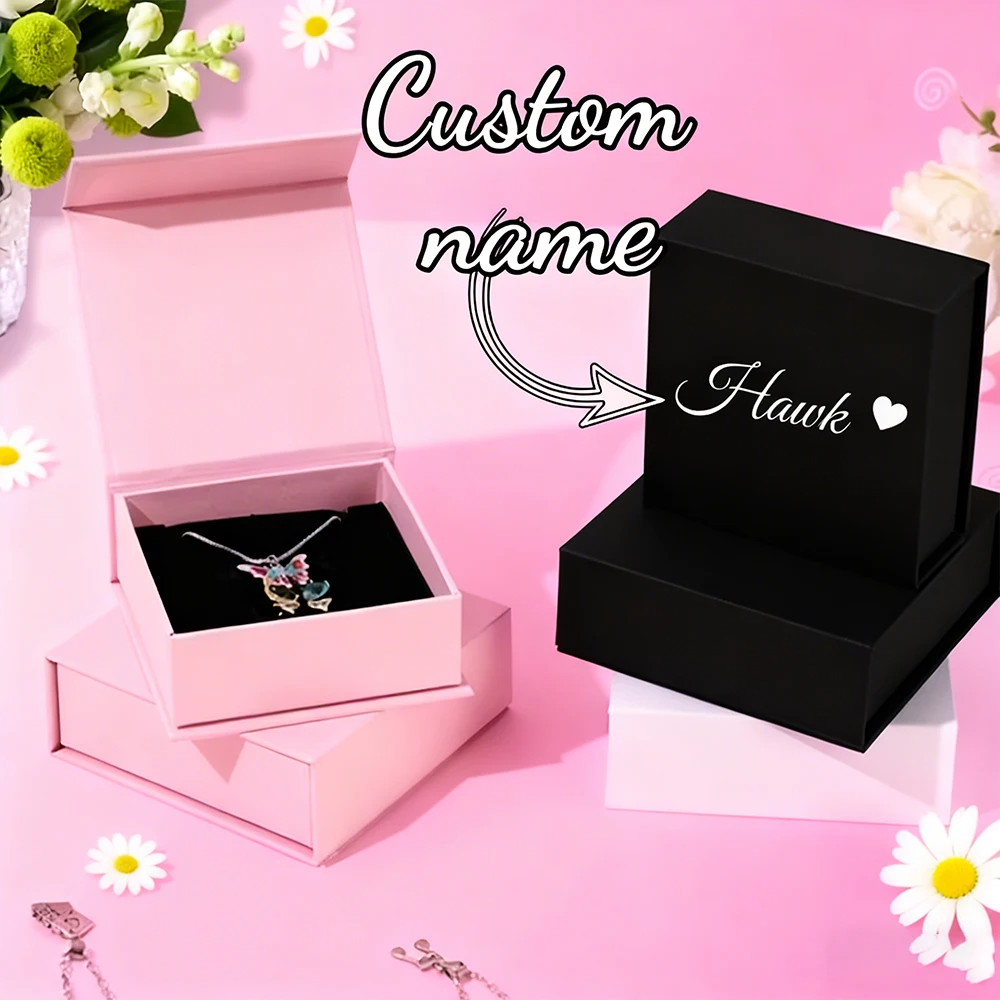 

Personalized Magnetic Flip Jewelry Storage Custom Name Portable Travel Organizer for Rings Earrings Necklaces Bracelets