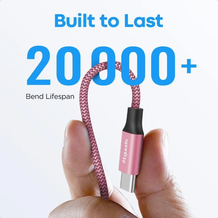 لون USB C كابل 3ft 5 حزمة USB إلى USB C كابل الشاحن سلك شحن سريع نوع C مضفر آيفون 15 لسامسونج غالاكسي S24 S
