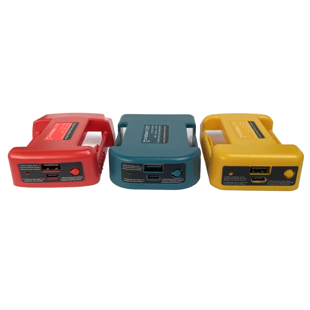 Portable Charger Adapter Compatible For Makita For Dewalt For Milwaukee 18V Li-ion with USB Type-C Battery Holder Fast Charging