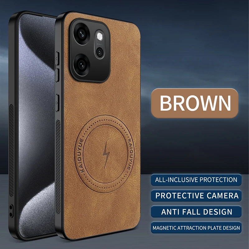 Luxuriöse Leder-Handyhülle mit Magnetverschluss und Matter Oberfläche für OPPO A6 A6X RENO 13 13F 14 14F 15 Find X9 Pro Flash Business Rückseiten-Cover