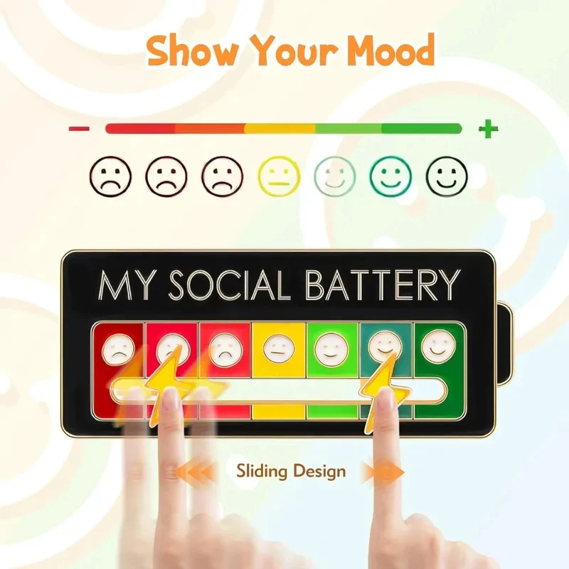 Broche Unissex Roda do Humor de Sete Dias, Emblema Emoji de Energia Social, Pins Acessórios para Mochila, Broche Personalizado com Emoji de Rosto Sorridente que Muda de Humor