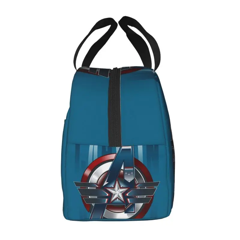 Custom Captain America Disney   Marvel Comic Lunch Bag Women Thermal Cooler Insulated Lunch Box for Student School