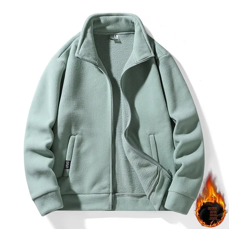 

Повседневная толстовка на молнии с флисовой подкладкой, воротником-стойкой, теплая, ветрозащитная, для пар, осень-зима, из полиэстера, модная