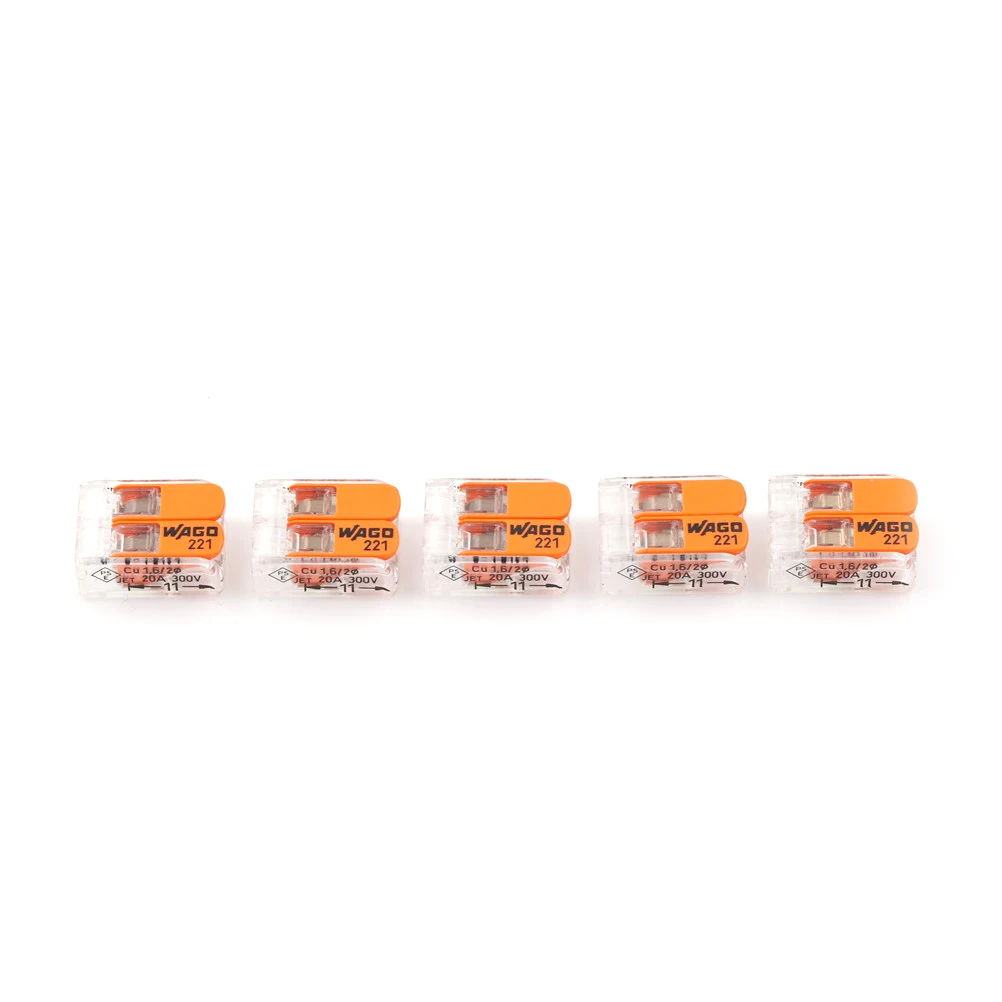 Hot 5Pcs Sale Wago 221-412 LEVER-NUTS 2 Conductor Compact Connector 10 PK Copper Wire Junction