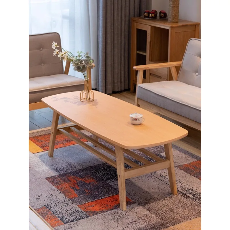 Simple modern living room coffee table small wooden table simple wooden double-layer coffee table small apartment Nordic rectang