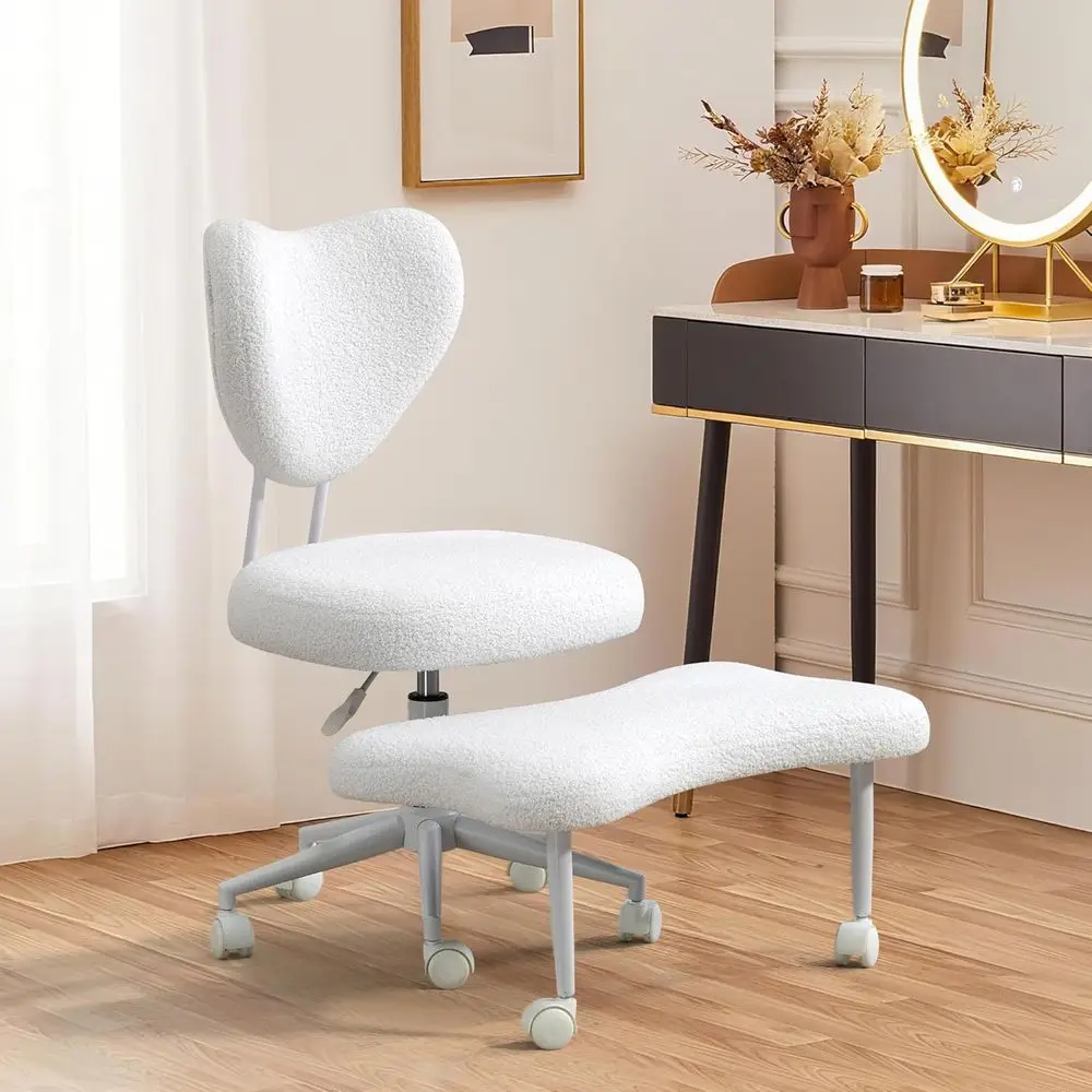 

Adjustable Ergonomic Desk Chair with Wheels for Meditation, Yoga, and Small Spaces, White