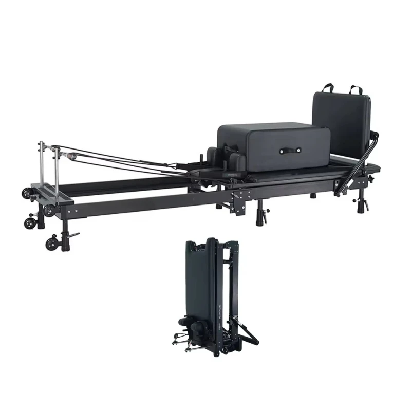 

Home Portable Aluminum Foldable Pilates Reformer Studio Yoga Machine with Home Folding Equipment Bed