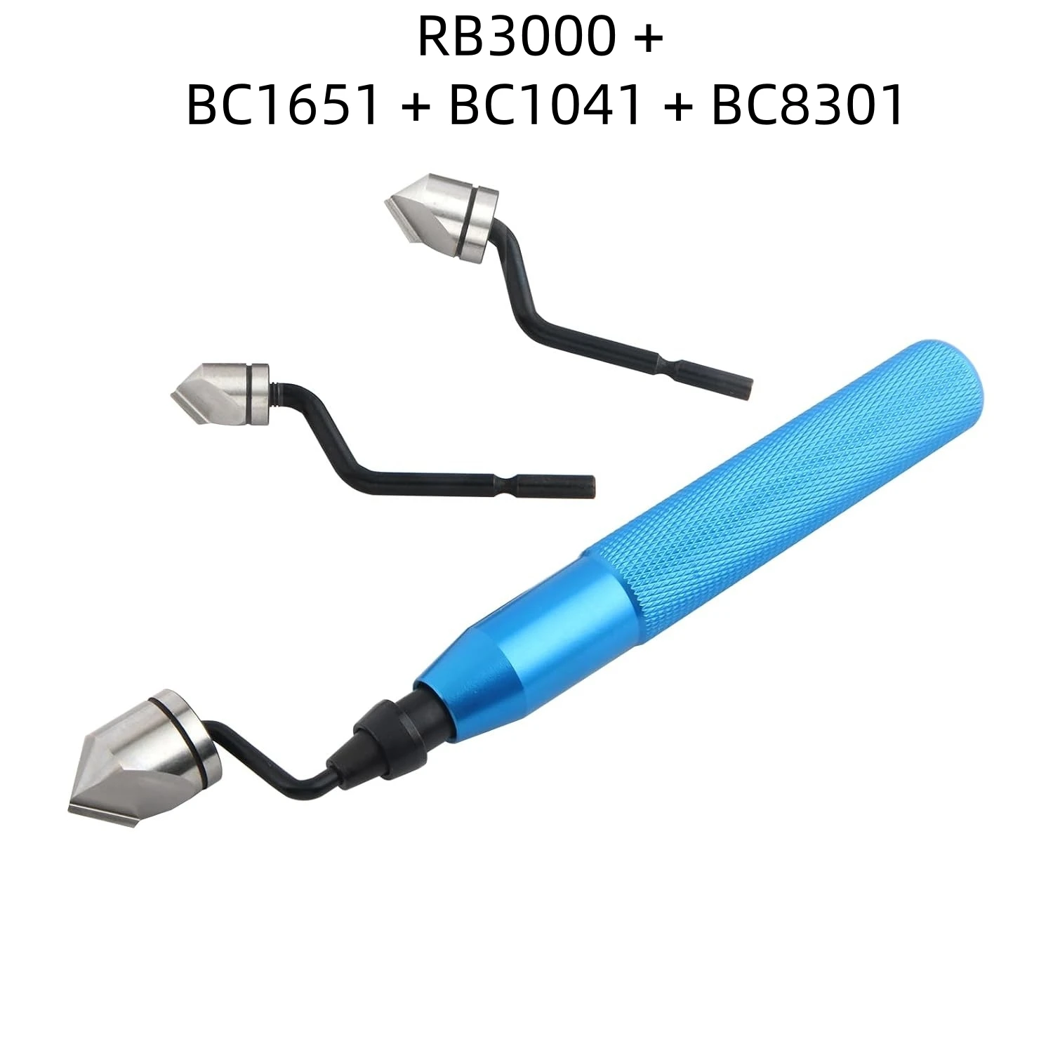 4PCS Deburring Tool Set with Ergonomic Steel Handle and 360° Cutting Heads​ for Metal Steel Aluminum Copper Brass Wood Plastic