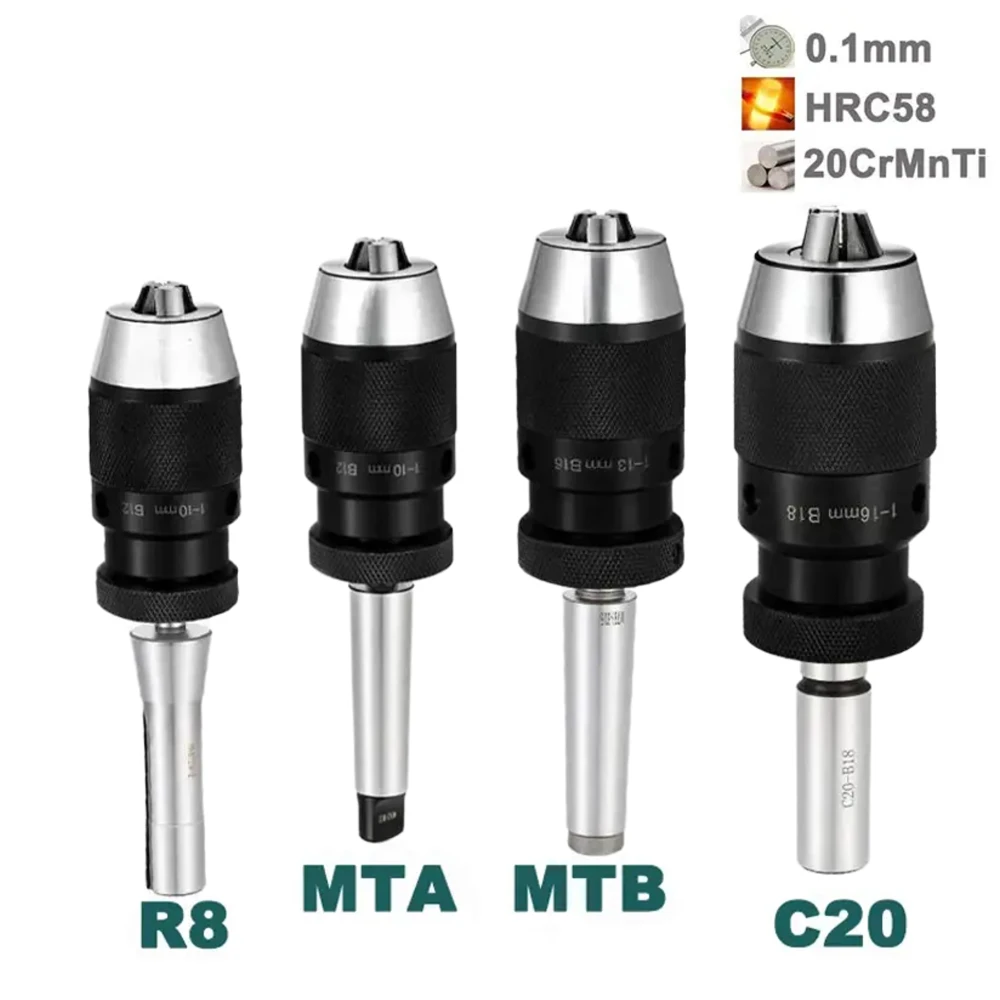MT1 MT2 MT3 MT4 MT5 R8 C10 C12 C16 C20 B10 B12 B16 B18 B22 Morse Drill Chuck Lathe CNC Drill Machine Self-Tightening Drill Chuck