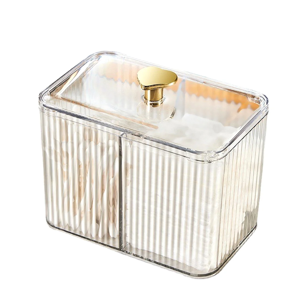 

Cotton Swabs Dispenser 3 Grids Cotton Swabs Holder with Clear Lid Cosmetic Simple Type Cotton Pad Holder Storage Box,B