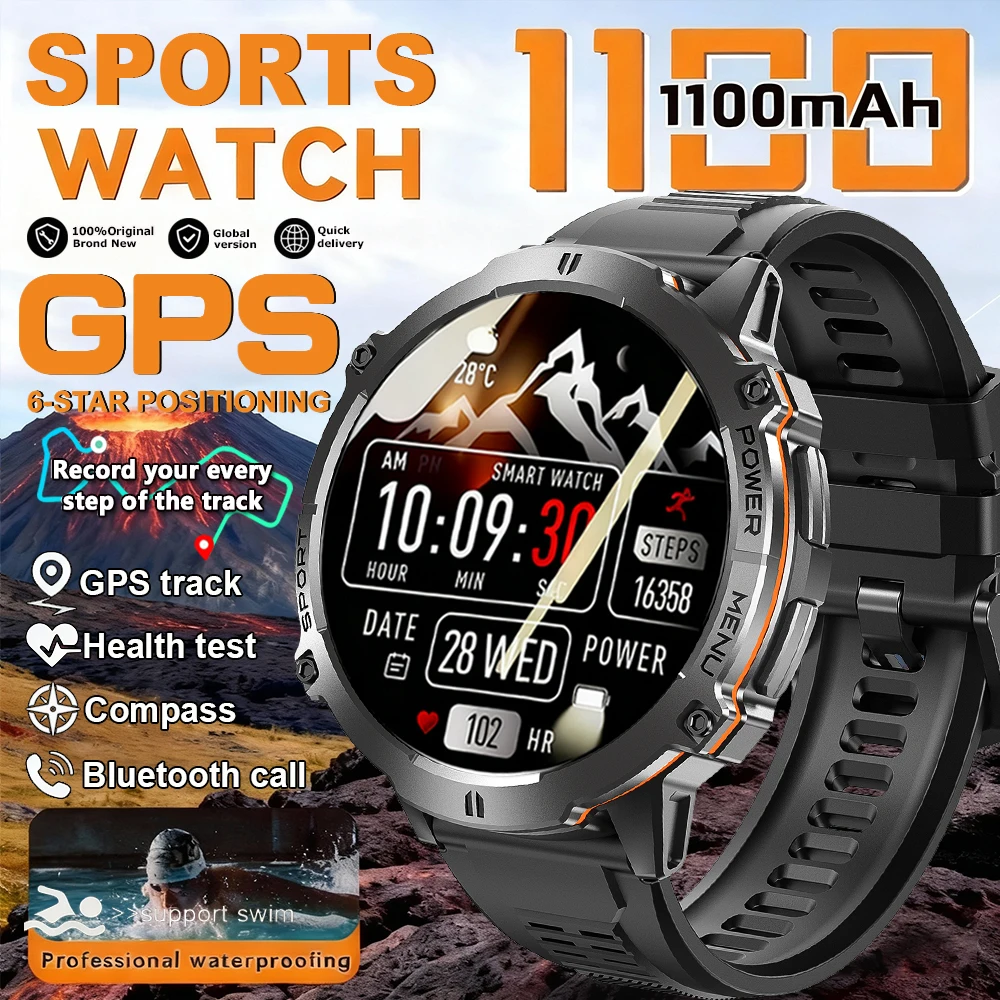 

Outdoor T-Rex 3 Military Grade GPS Smart Watch 1100mAh Battery AMOLED Compass Altimeter Call 10ATM Waterproof Swim Sports Watch