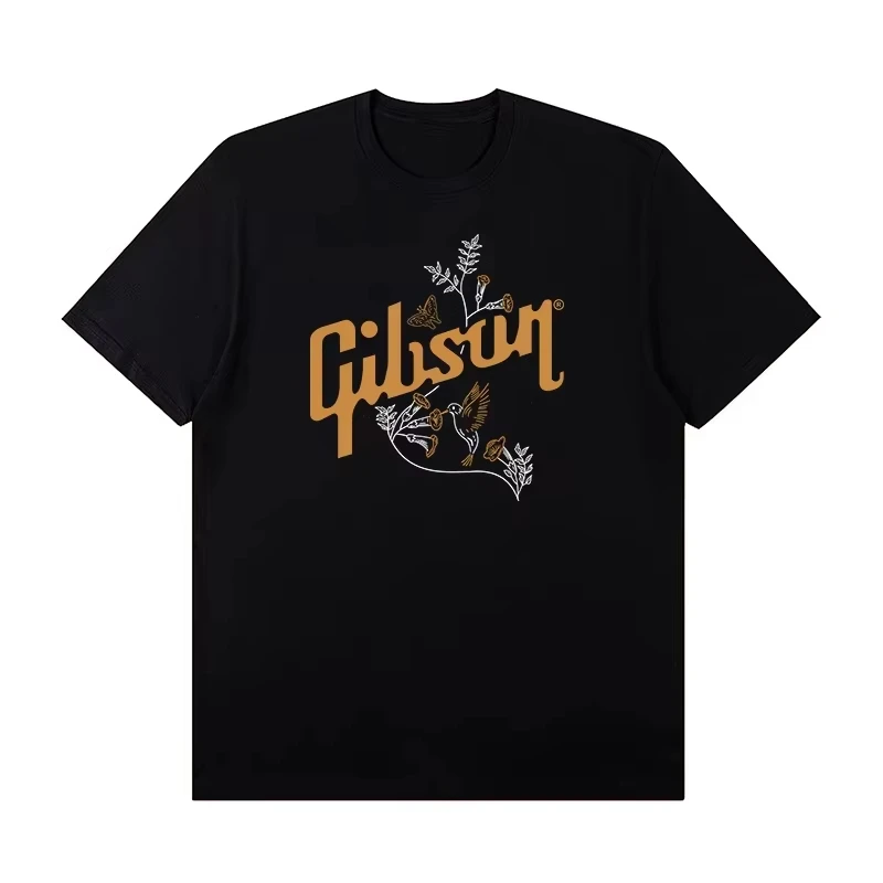 Danqi Yoyo Gibson Electric Guitar Peripheral Graphic Rock T-shirt Short Sleeve Male Band Mens Round Neck T-shirt