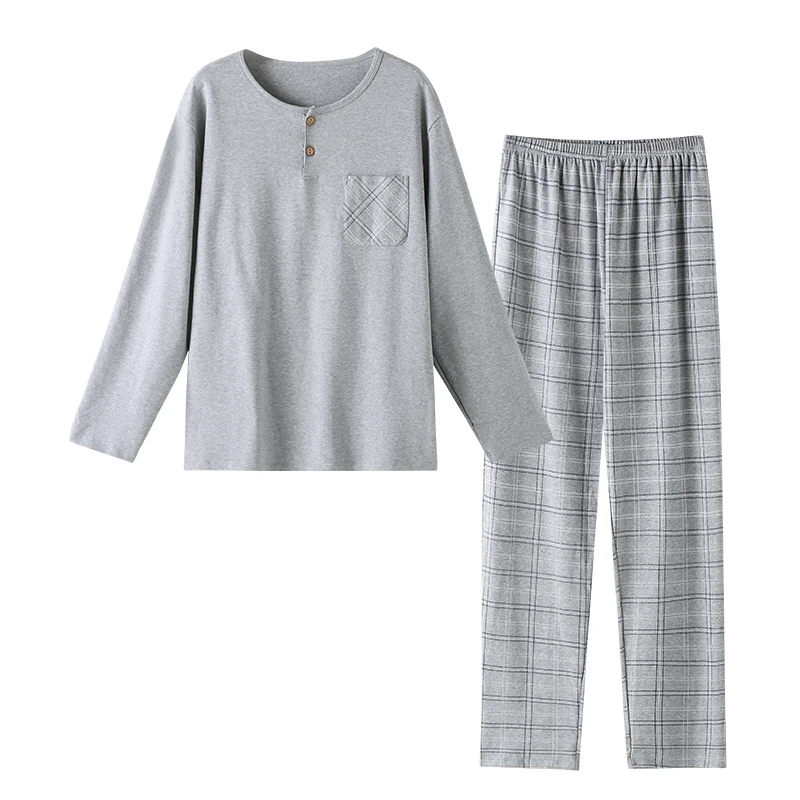 Ensembles de pyjamas College de lettres pour hommes, pantalons à carreaux, pur coton, vêtements de nuit pour hommes, vêtements de nuit pour la