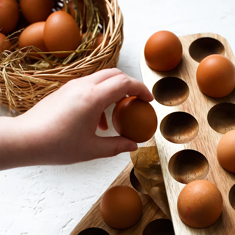 

Shatterproof Egg Tray, Commercial Desktop Wooden Protective Frame, Double Row Stable, Kitchen